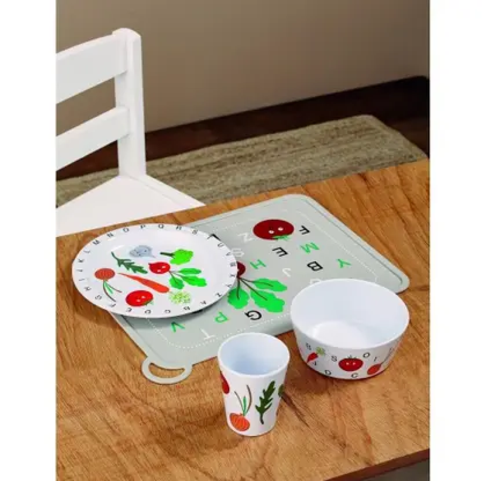 Lugar Americano Infantil em Silicone com Alfabeto Cinza 40x28cm