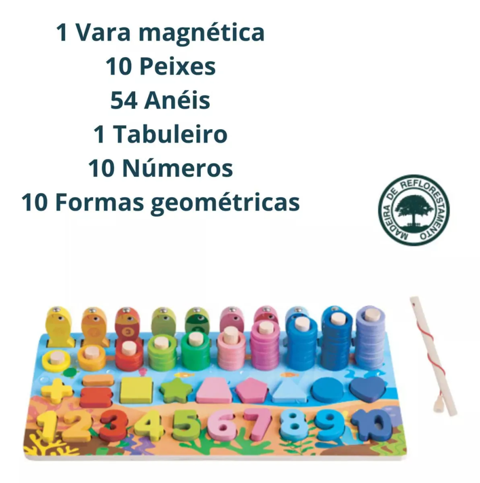 Tabuleiro Educativo De Encaixe Montessori 5 em 1 Formas