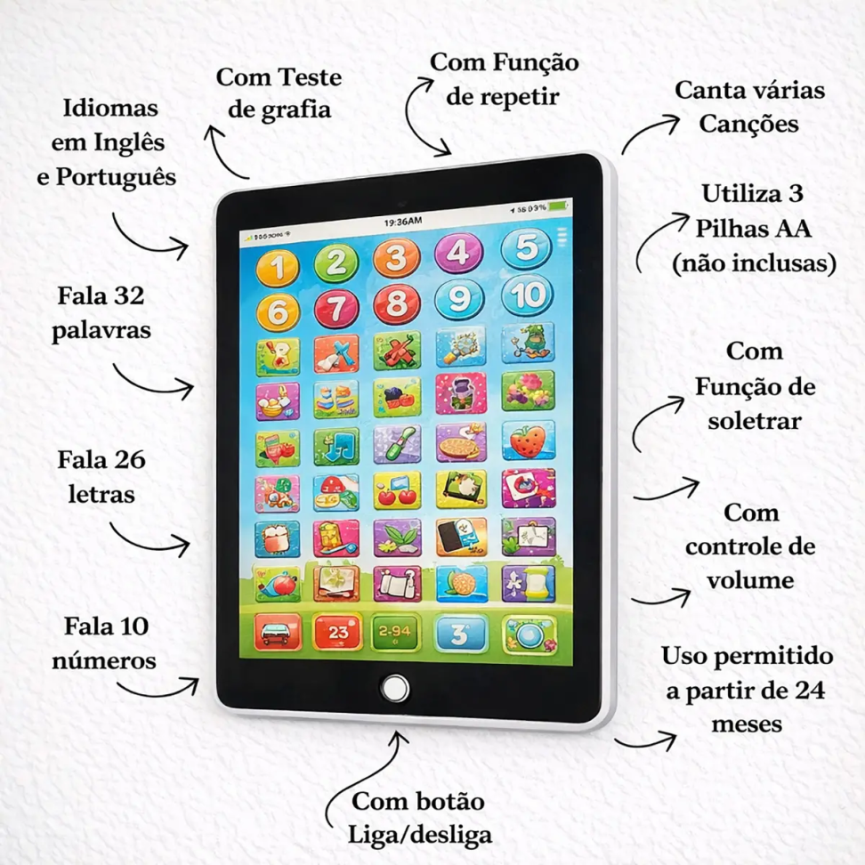 Tablet Interativo Infantil Educativo Bilíngue Didático - #5