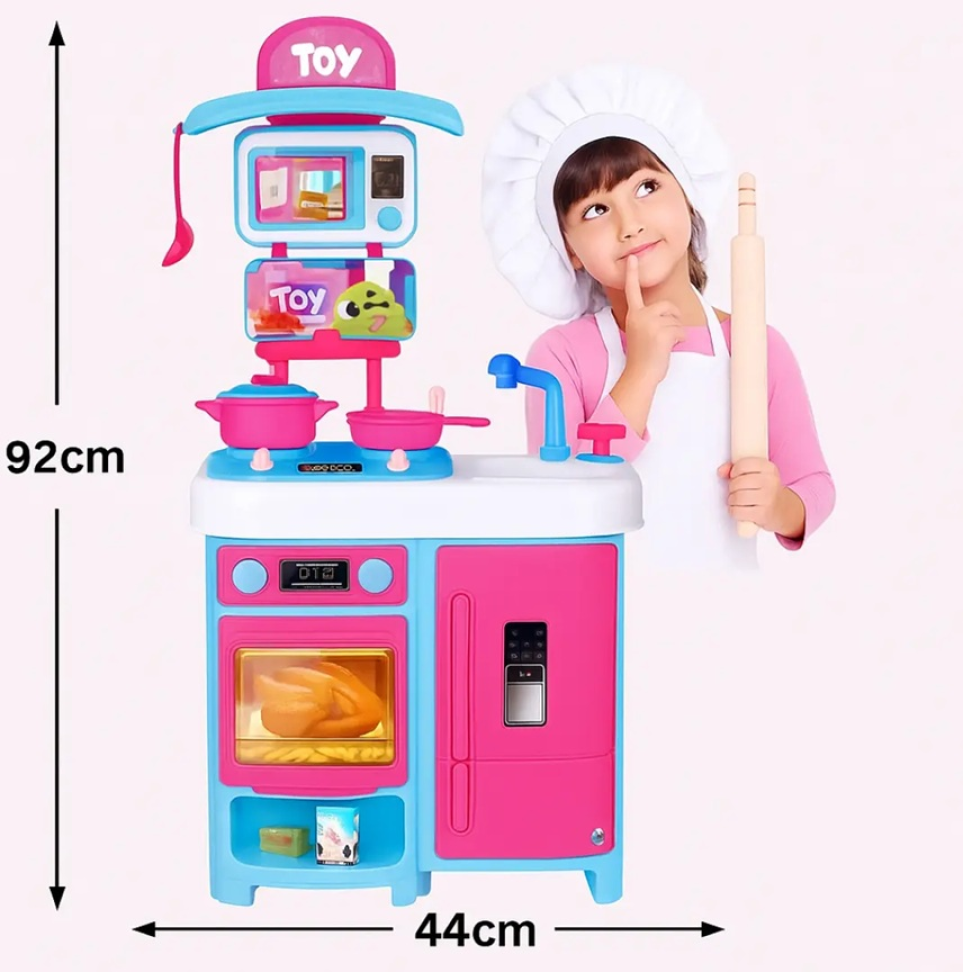 Cozinha Infantil Completa Com Bancada Geladeira e Microondas - #3