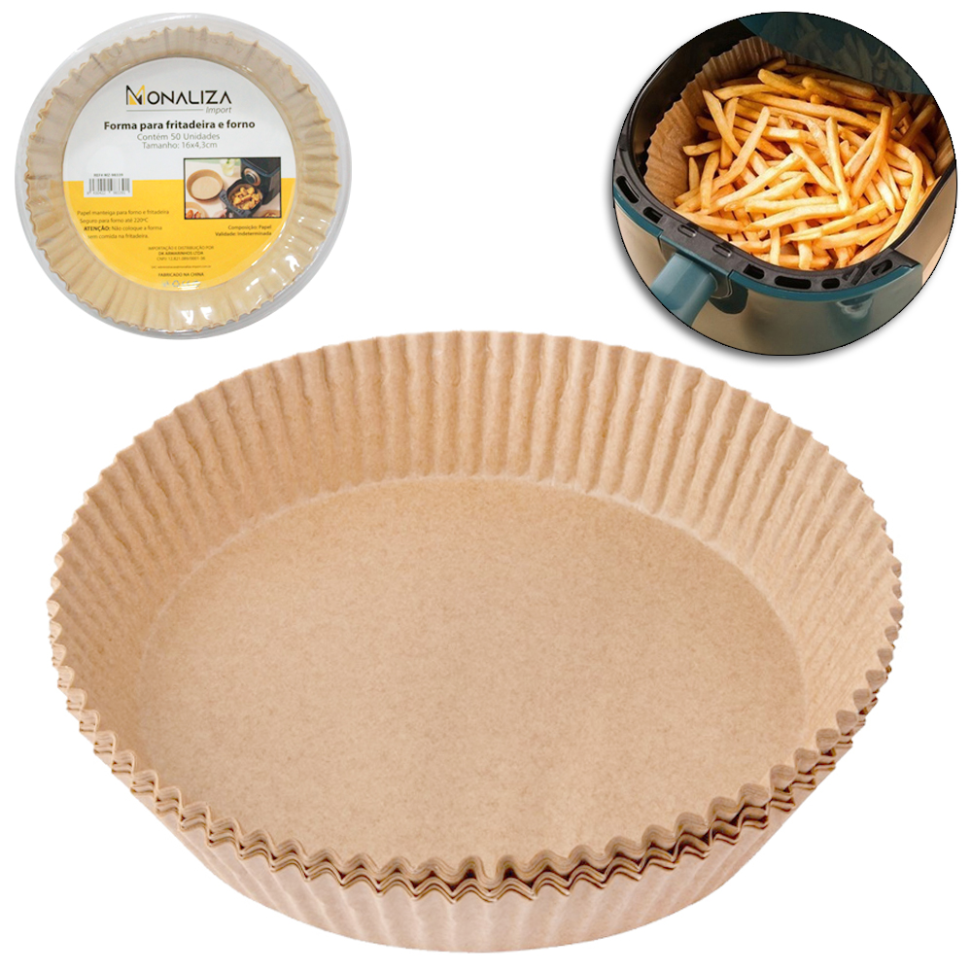 Forma de Papel Redonda 50 peças Para Air Fryer