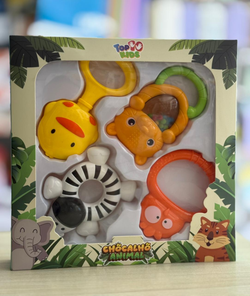 Chocalho Animal - Kit com 4 Unidades