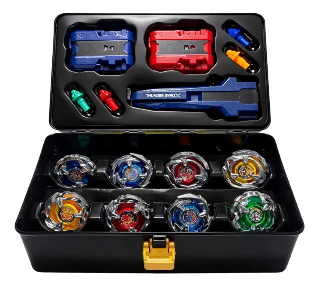 Maleta Beyblade Completa Thunder Gyro X 8 Piões 2 Lançadores - #3