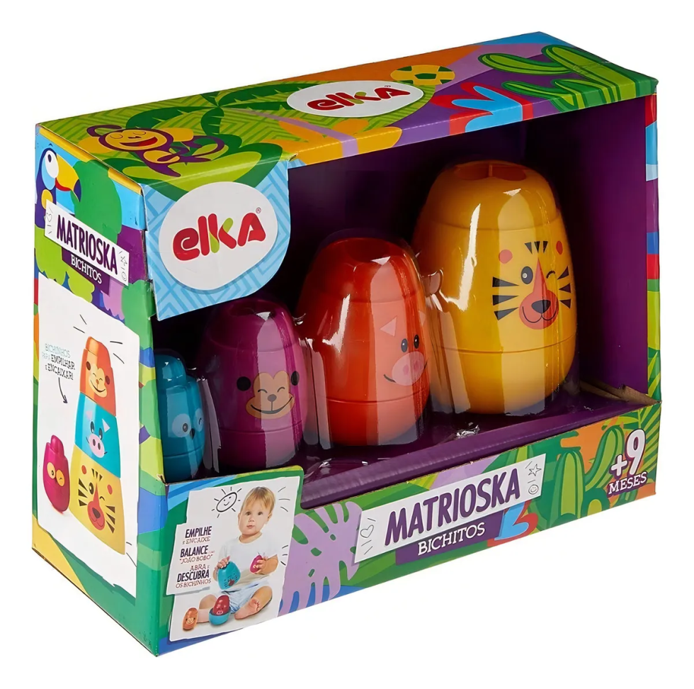 Bonecos Educativos Matrioska Bichitos de Montar e Balançar