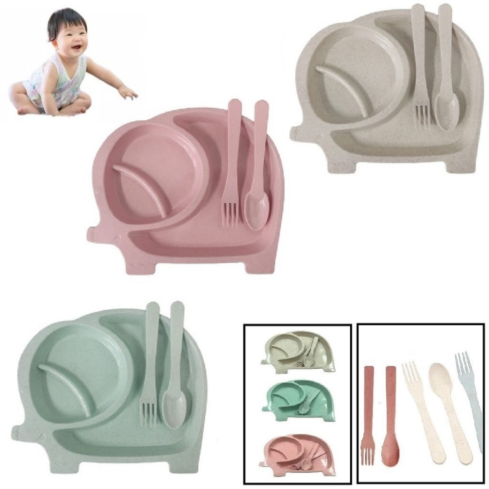 Kit Refeição com divisória e talheres (colher e garfo) - 3 peças