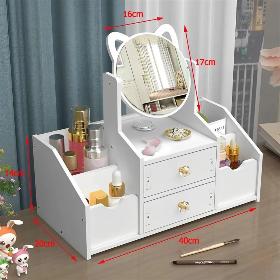 Organizador De Maquiagem Com Espelhos 2 Gavetas