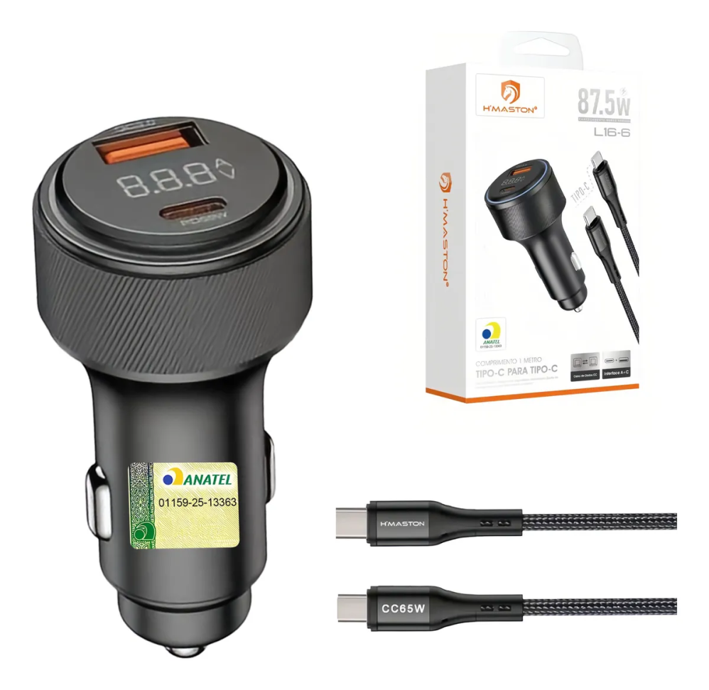 Carregador Veicular Turbo TIPO C