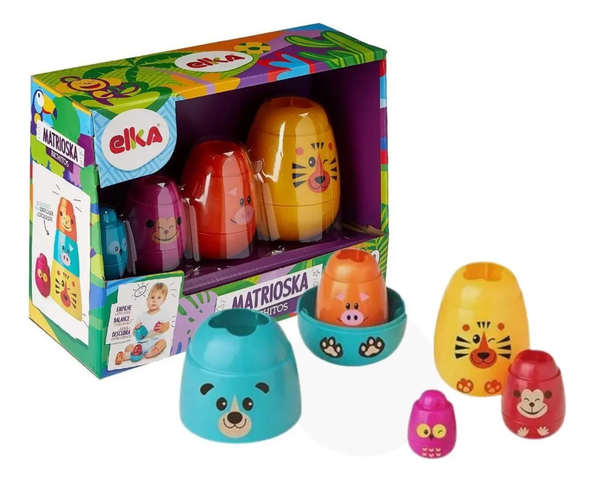 Bonecos Educativos Matrioska Bichitos de Montar e Balançar