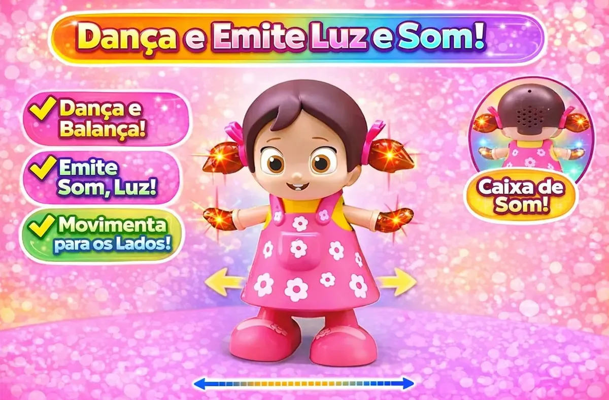 Boneca Dançarina Musical Com Luzes - Bate E Volta