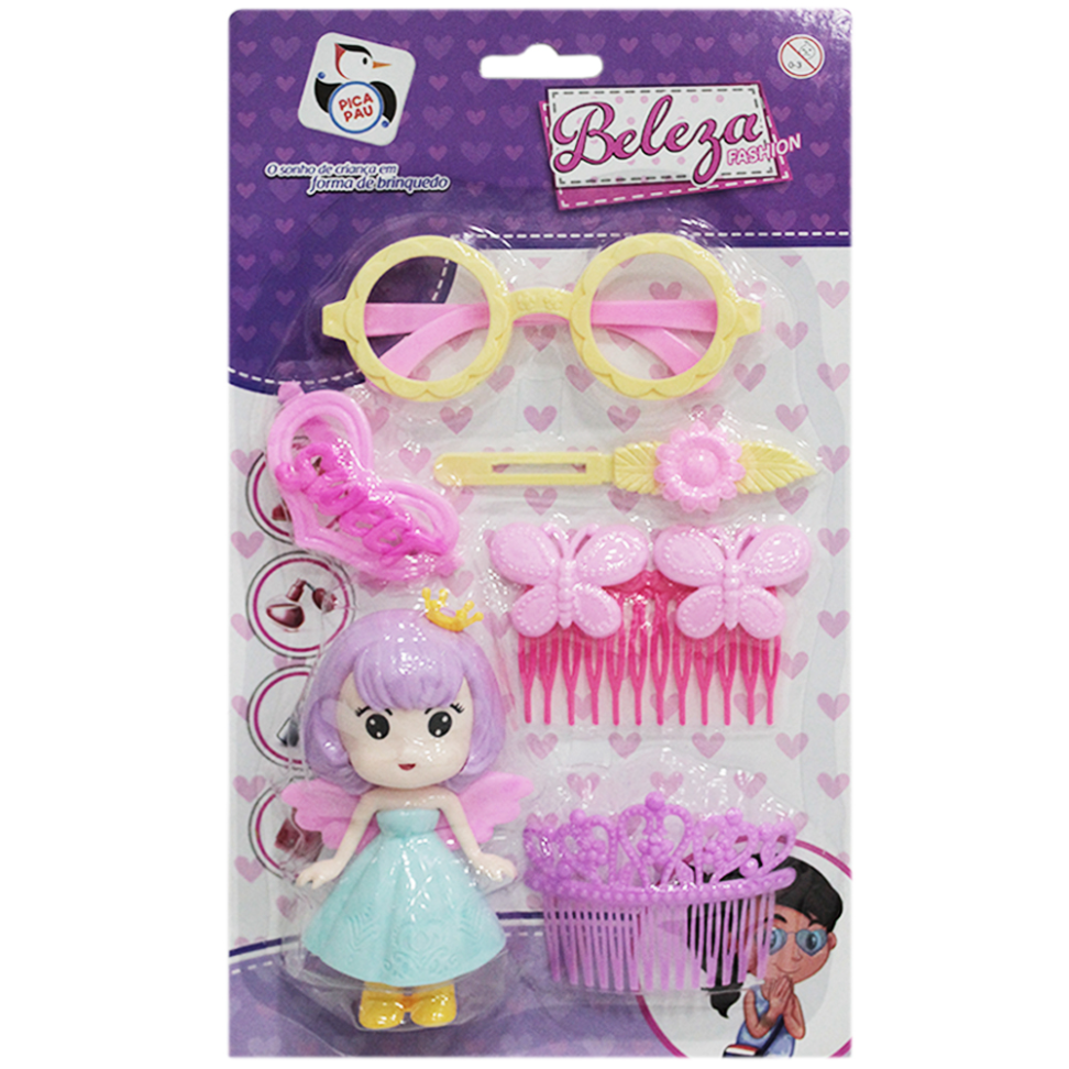 Kit Beleza Infantil Com Boneca Fada + Acessórios