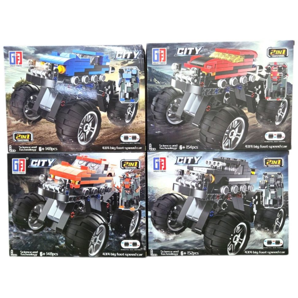 Blocos de Montar 2x1 Speed Carro Rodas Grandes