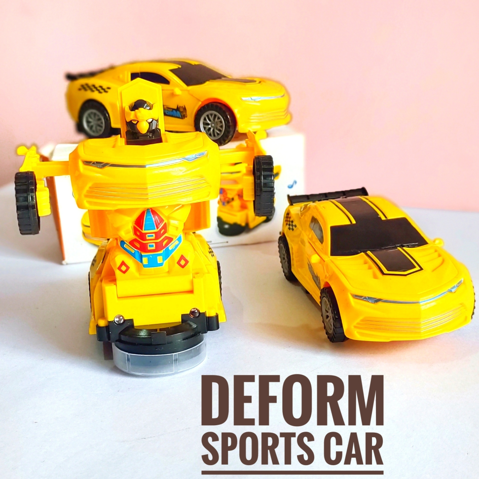 Carro Vira Robô c/ Som e Luz - CAMARO AMARELO