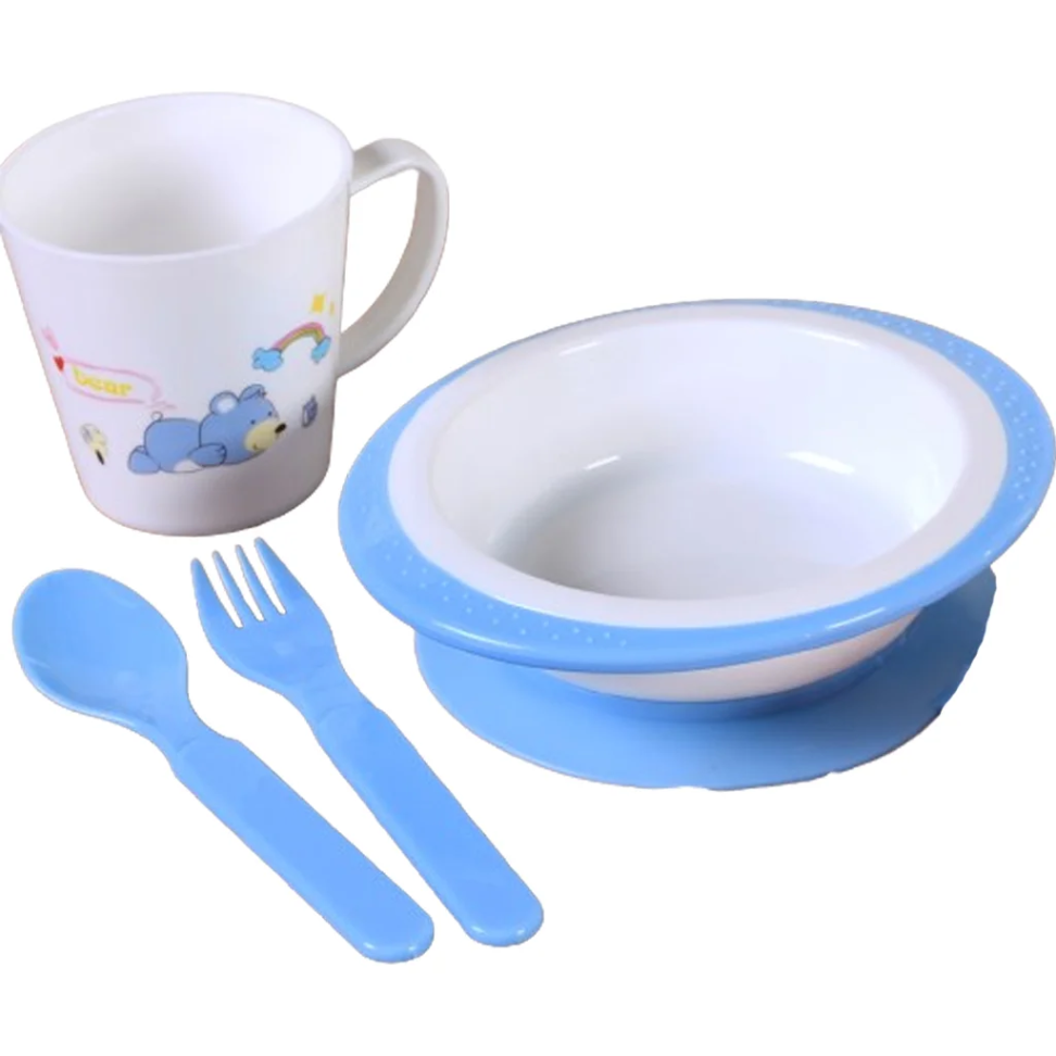 Kit Alimentação 4 Peças com Copo Infantil Rosa