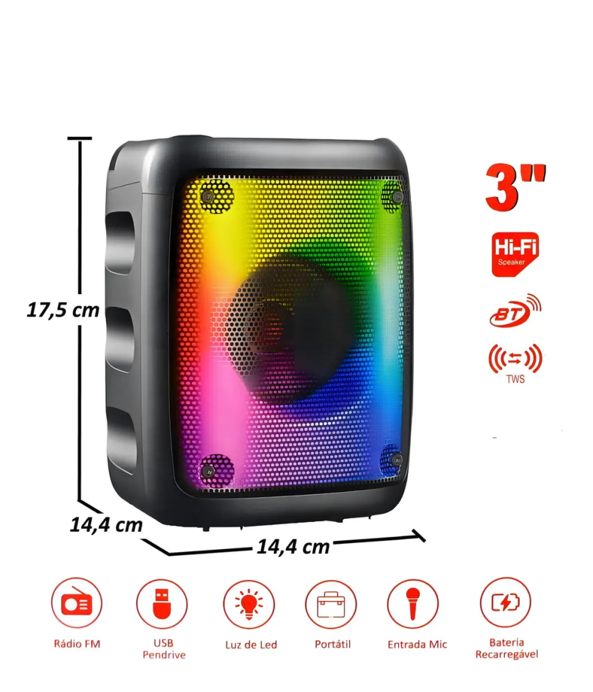 Caixa Caixinha De Som Bluetooth Portátil Amplificador 1236