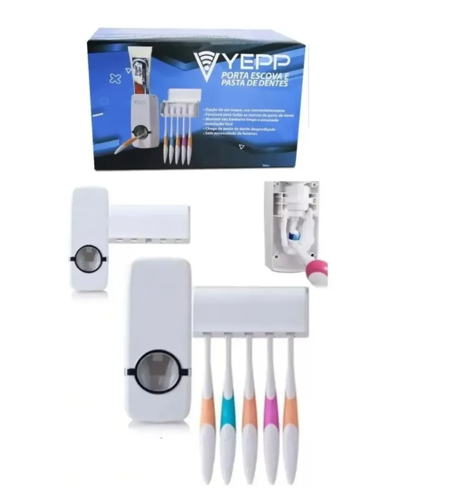 Dispenser p/ Creme Dental + Porta Escova