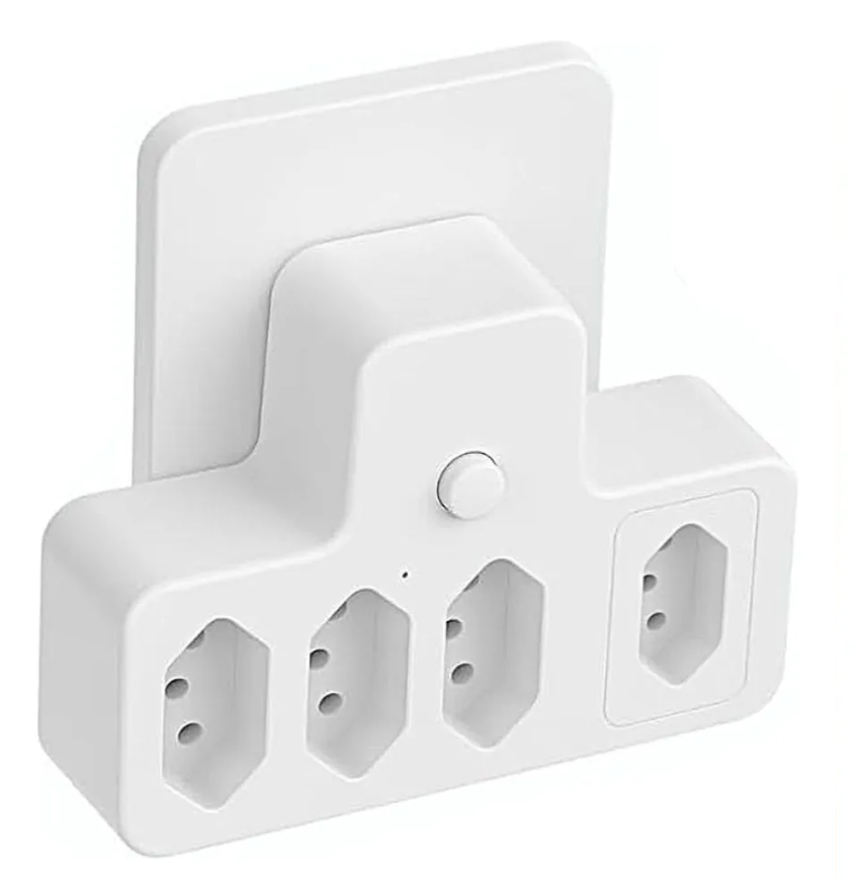 Adaptador Com 4 Tomada 10a Suporta Até 2500w