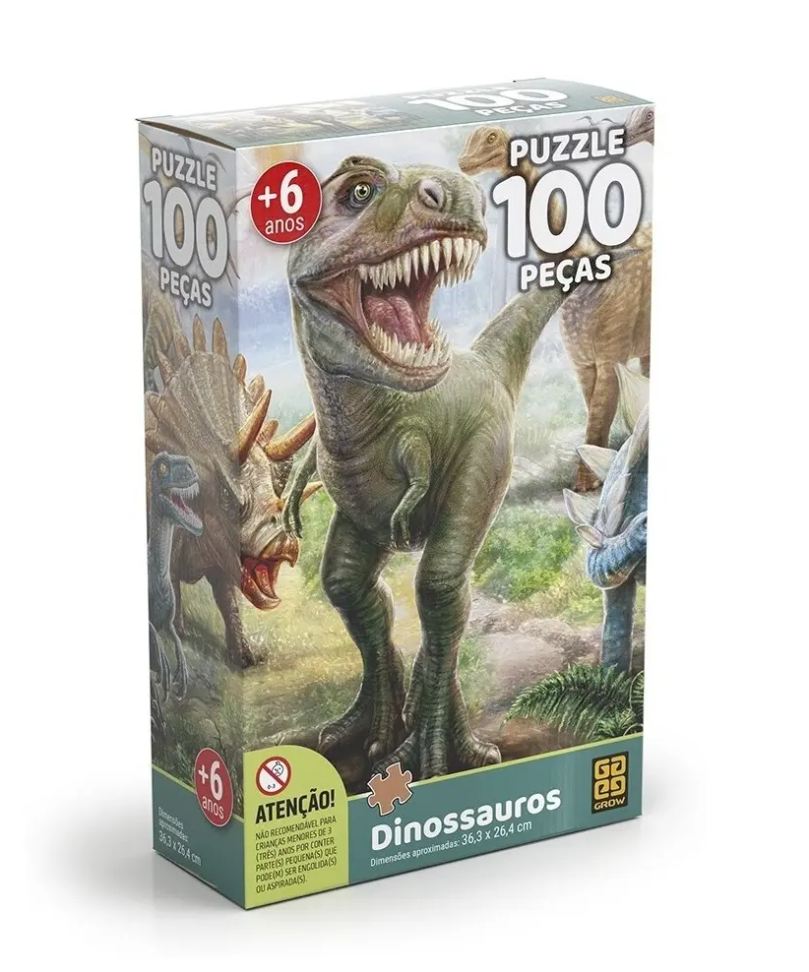 Puzzle 100 Peças Dinossauros Grow