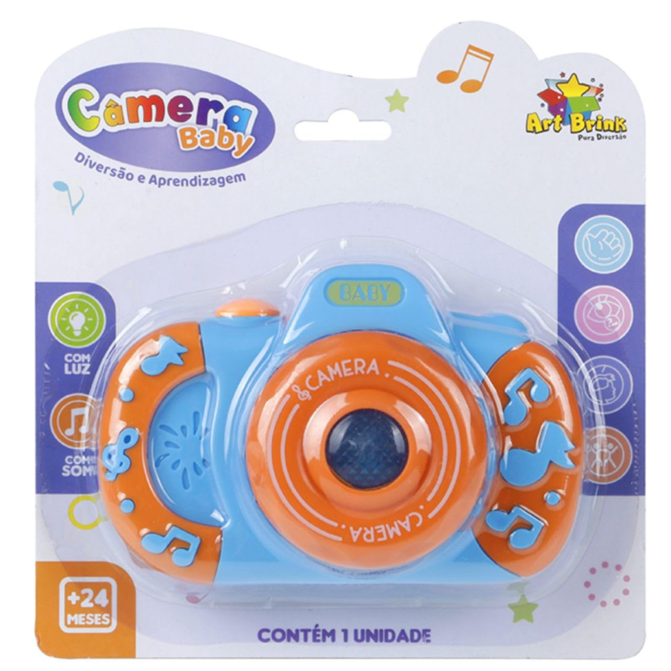 Brinquedo Musical Câmera Baby Com Som e Luz Para Bebê - Cor Azul