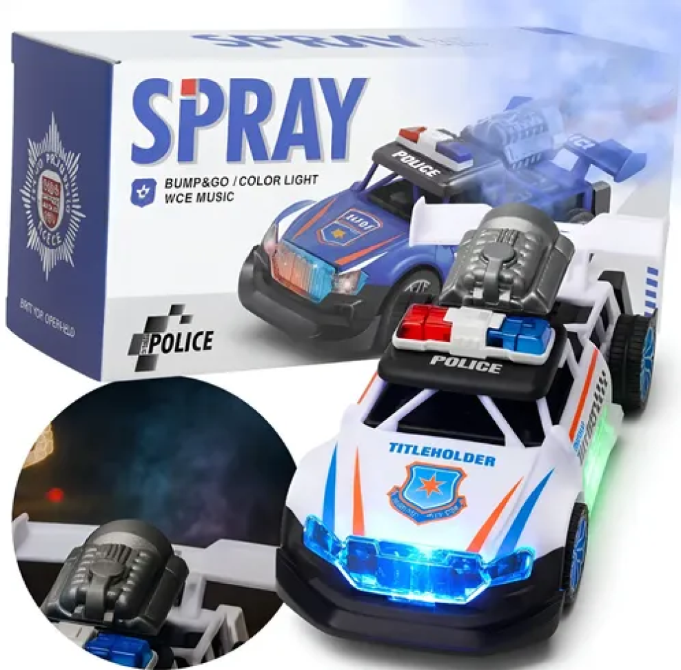 Carro da Polícia com Fumaça Som e Luz Corrida