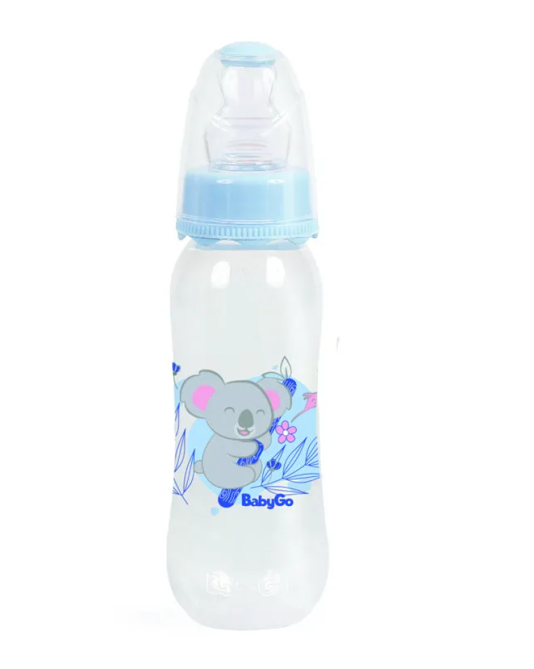 Mamadeira Bico Macio com Tampa Higiênica - Azul Coala 240ml BabyGo