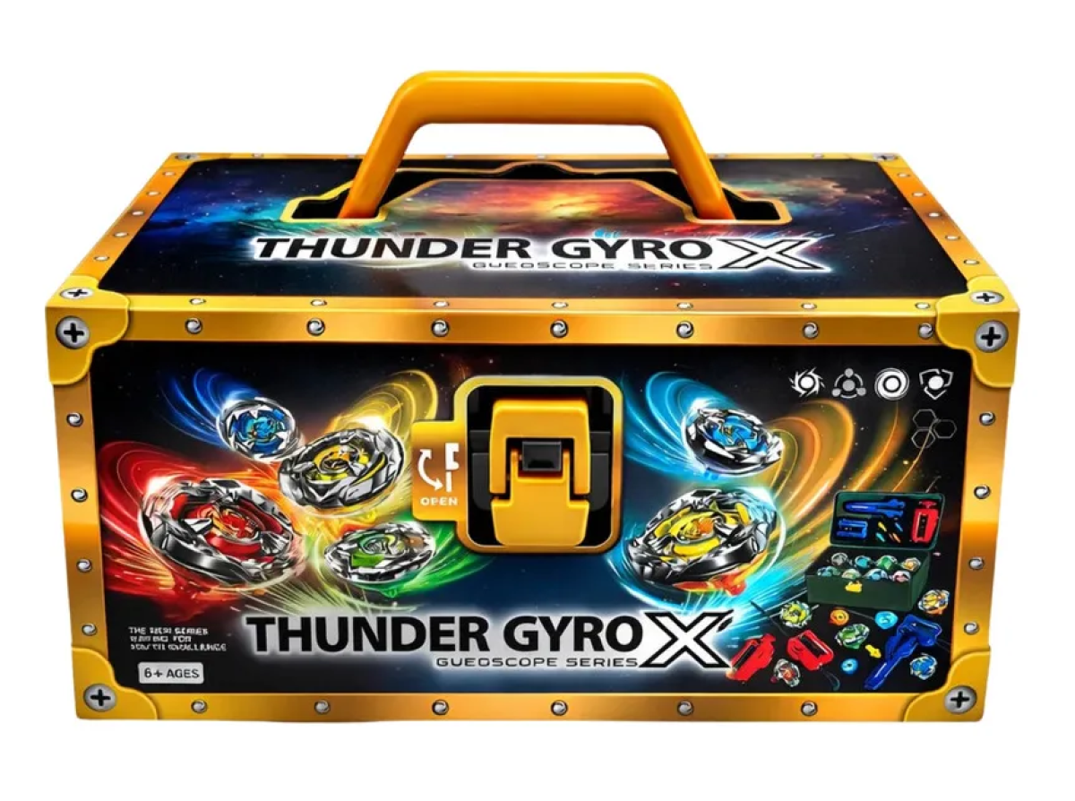 Maleta Beyblade Completa Thunder Gyro X 8 Piões 2 Lançadores
