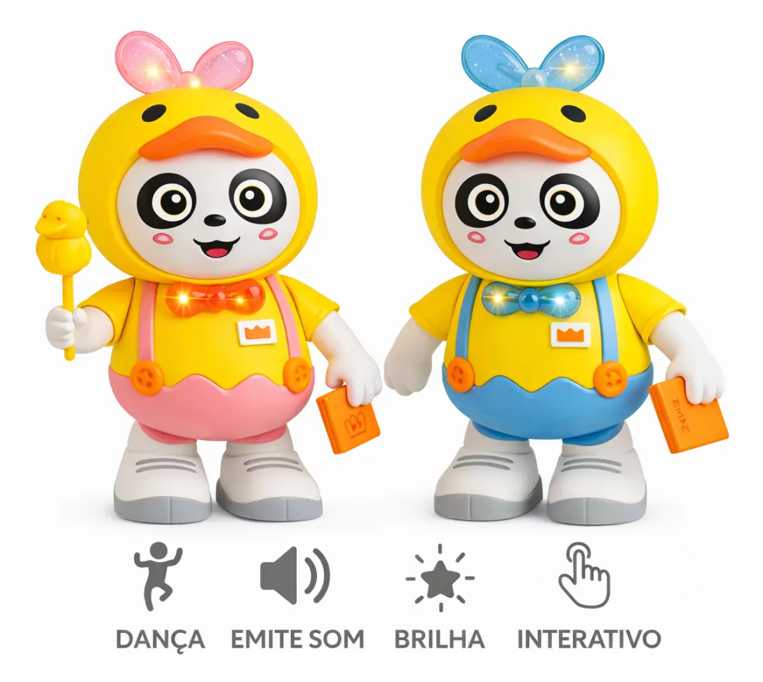 Brinquedo Panda Interativo Dançarino Com Luz E Som Infantil