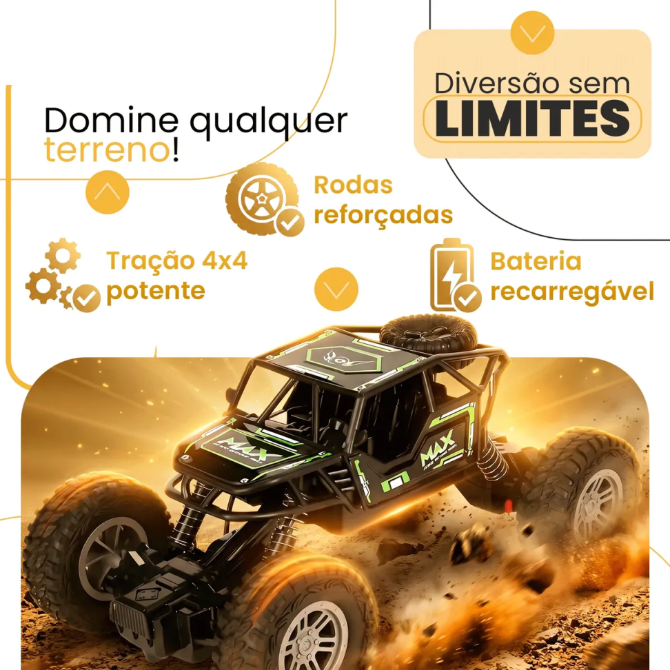 Carrinho de Controle Remoto 4x4 Recarregável