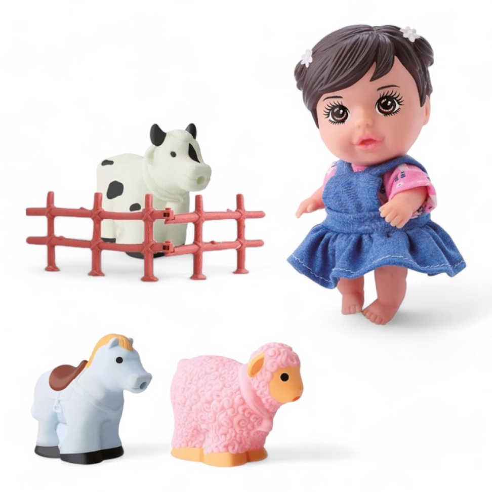 Boneca Mini Bee Hugs Farm C/cerquinha E Bichinhos Da Fazenda - #3