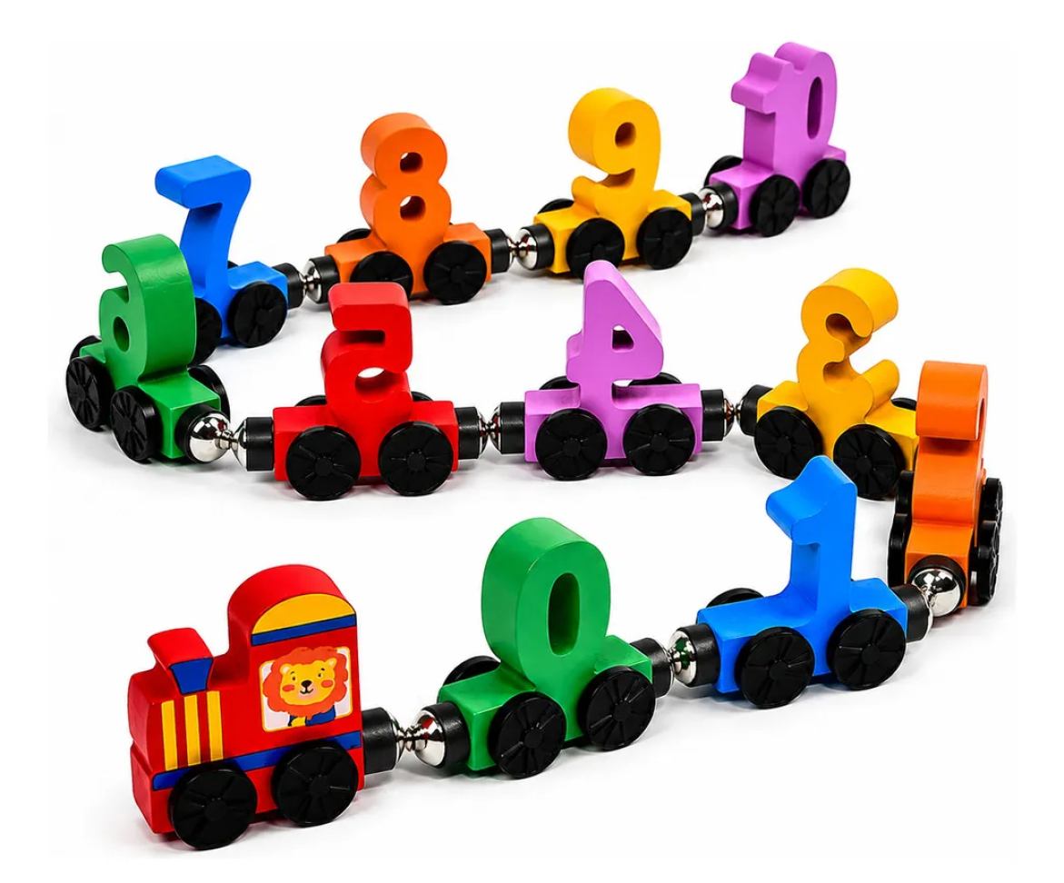 Trem Magnético De Números Em Madeira 0 A 10