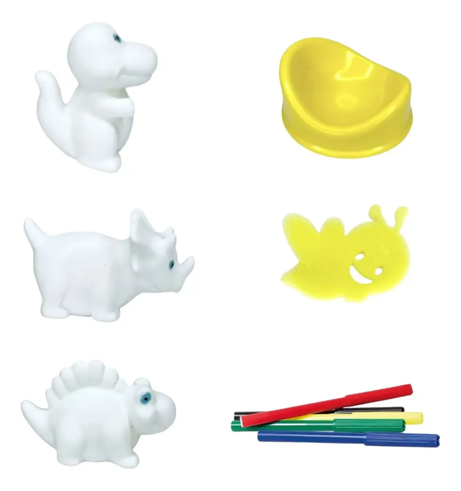 Kit Baby Dinossauro Infantil Para Pintar e Colorir Com Canetinhas