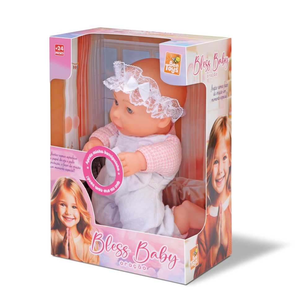 Boneca Bless Baby Oração Pai Nosso Ajoelhada