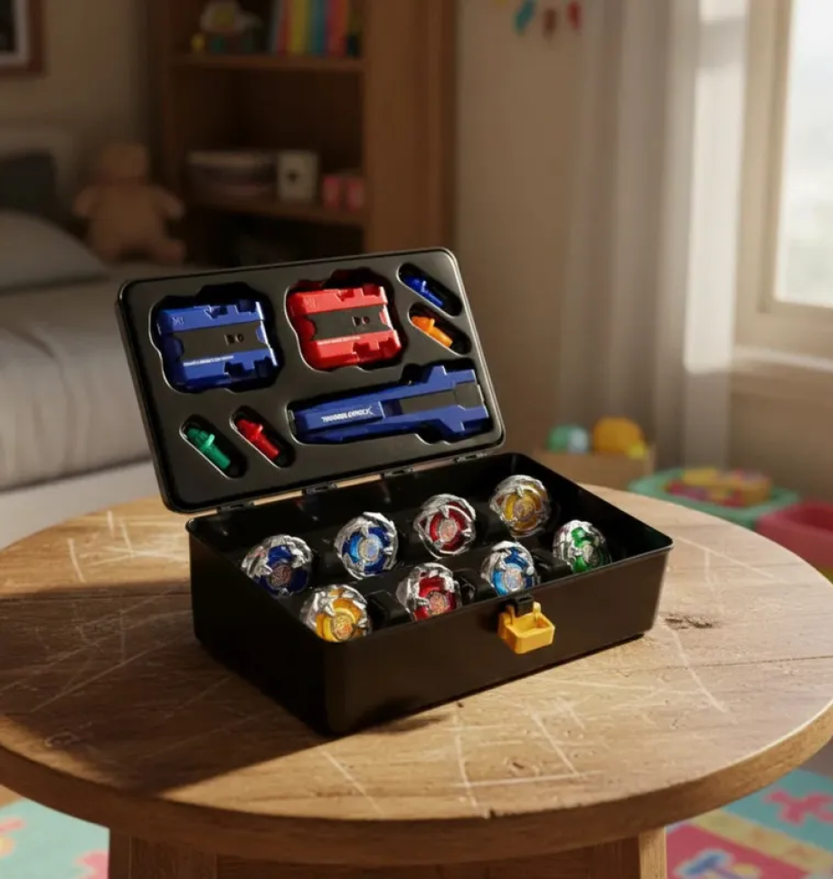 Maleta Beyblade Completa Thunder Gyro X 8 Piões 2 Lançadores