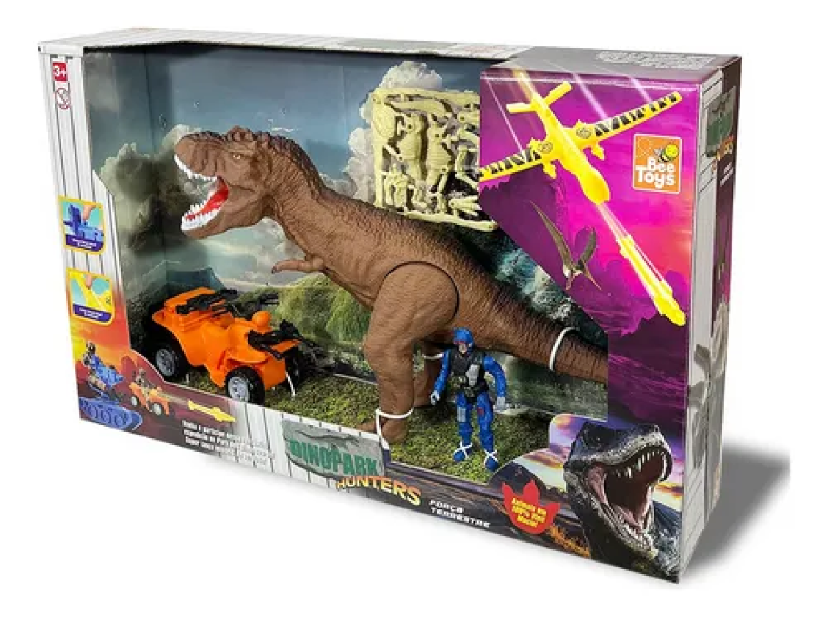 Brinquedo Dinopark Hunters Rex Dino Quadriciclo E Fósseis