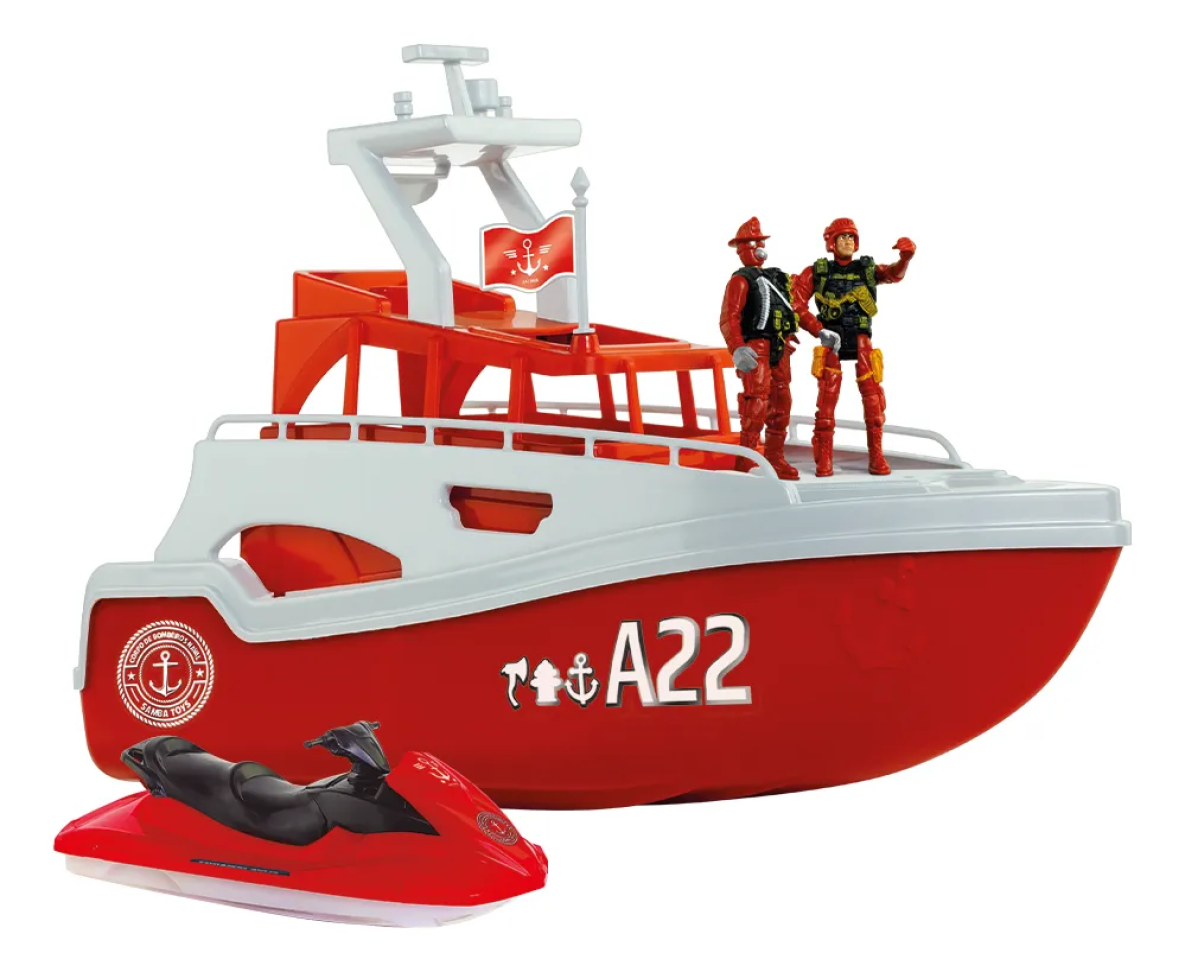 Barco Bombeiro Com Bonecos e Jet Ski