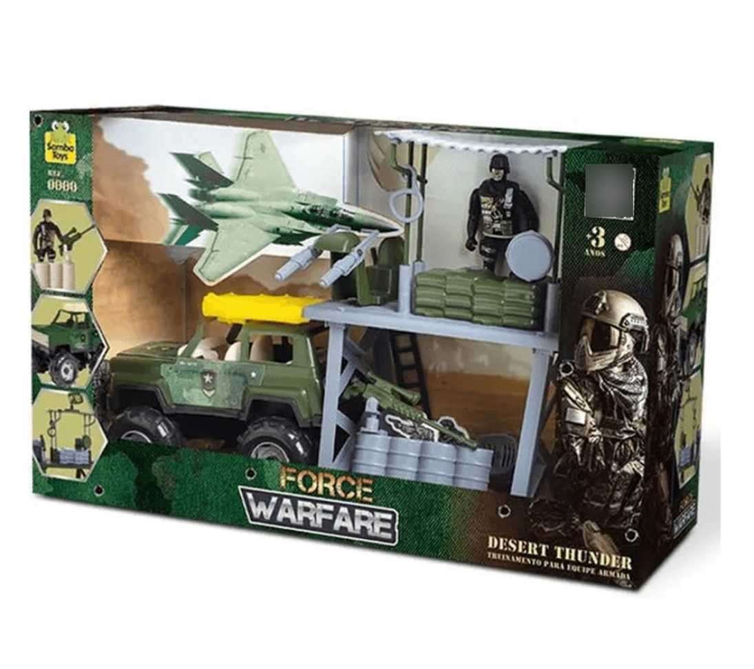 Brinquedo Base Militar C/ Jipe Force Warfare