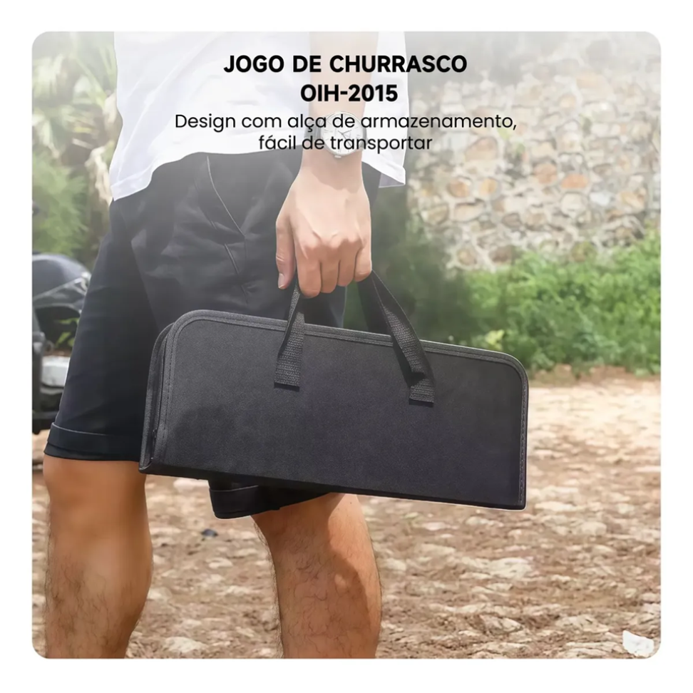 Kit Churrasco Aço Inox 9 PEÇAS