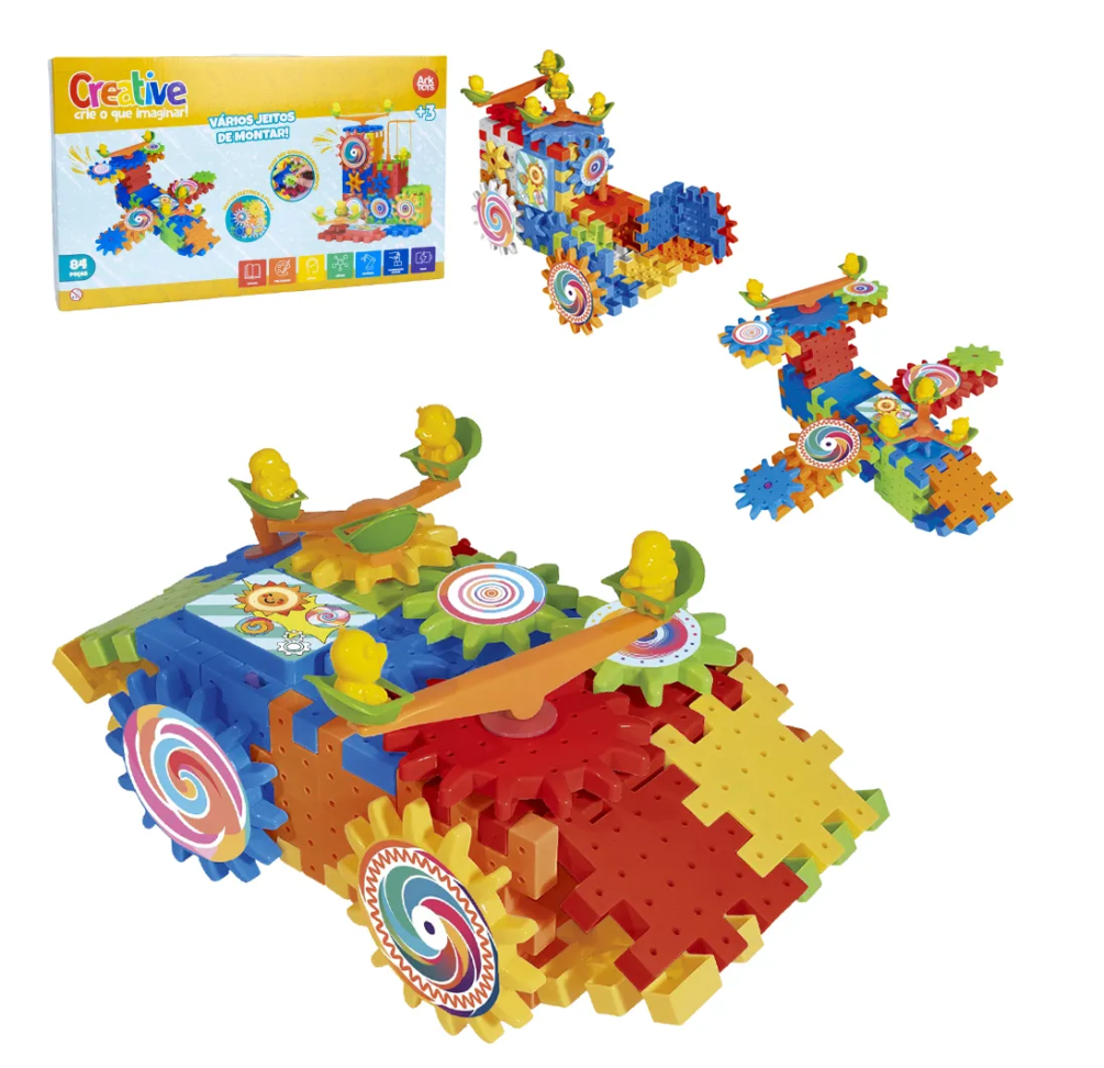 Brinquedo Monta E Desmonta Creative A Pilha 84 Pecas