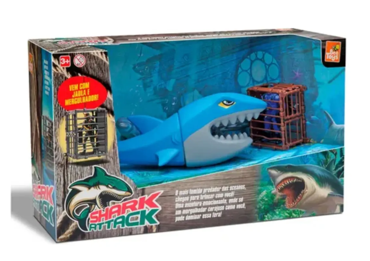 Brinquedo De Tubarão Shark Attack Com Acessórios