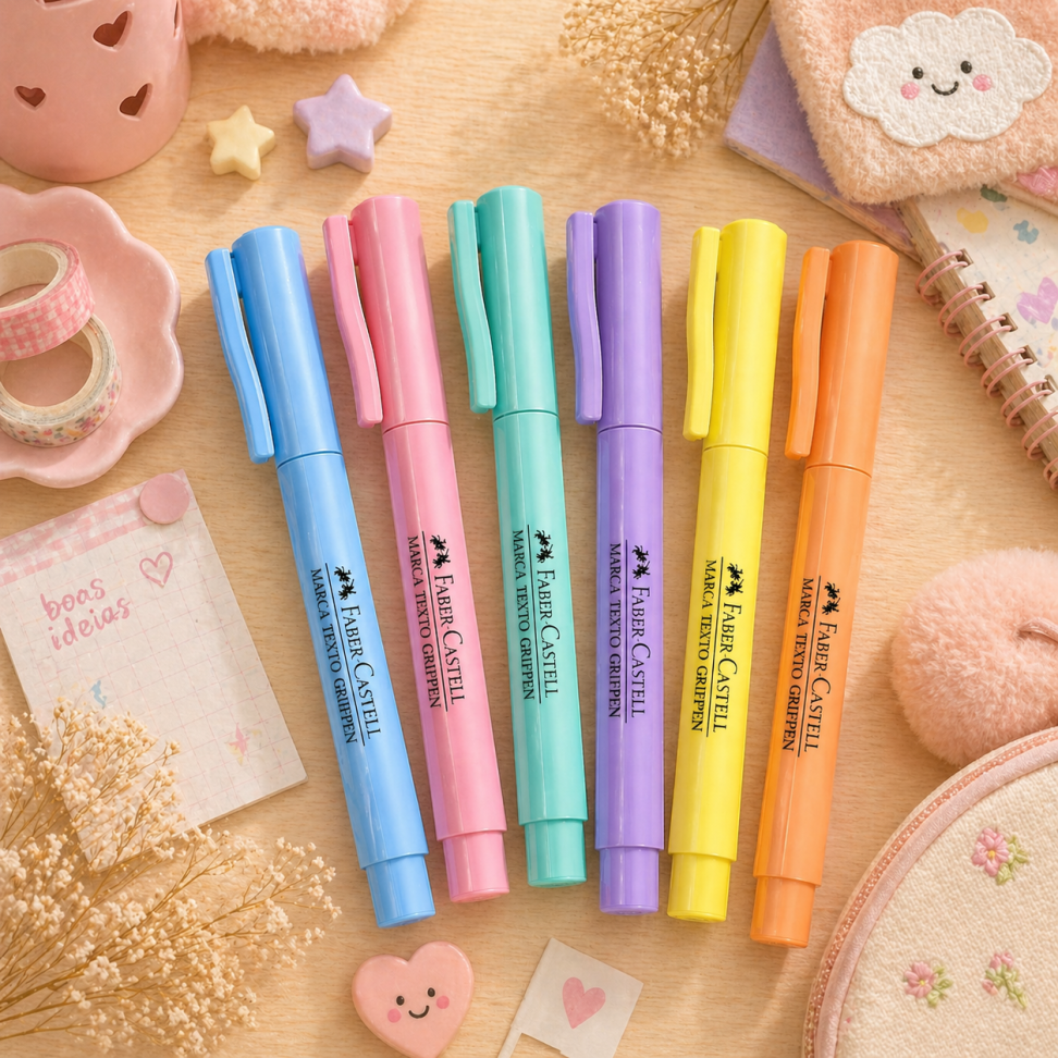 Marca Texto Faber-Castell Grifpen - 6 Cores Pasteis