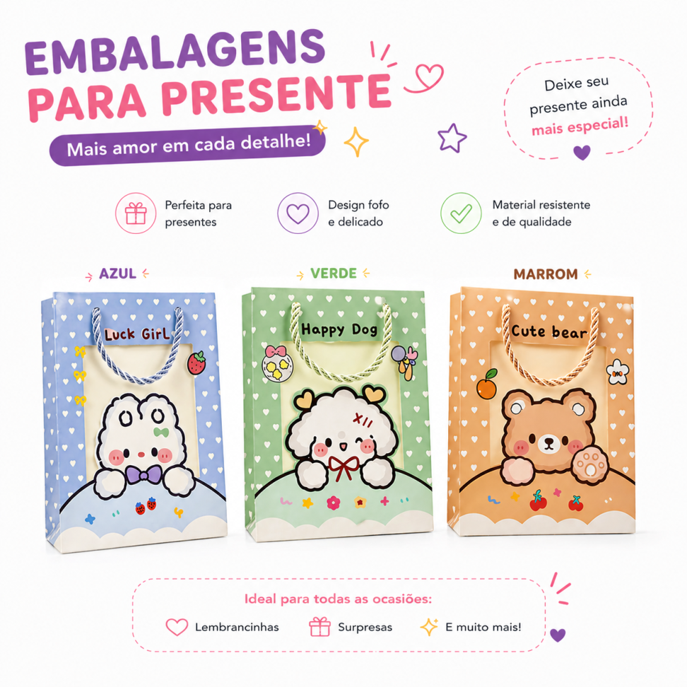 Embalagem para Presentes - Ursinhos