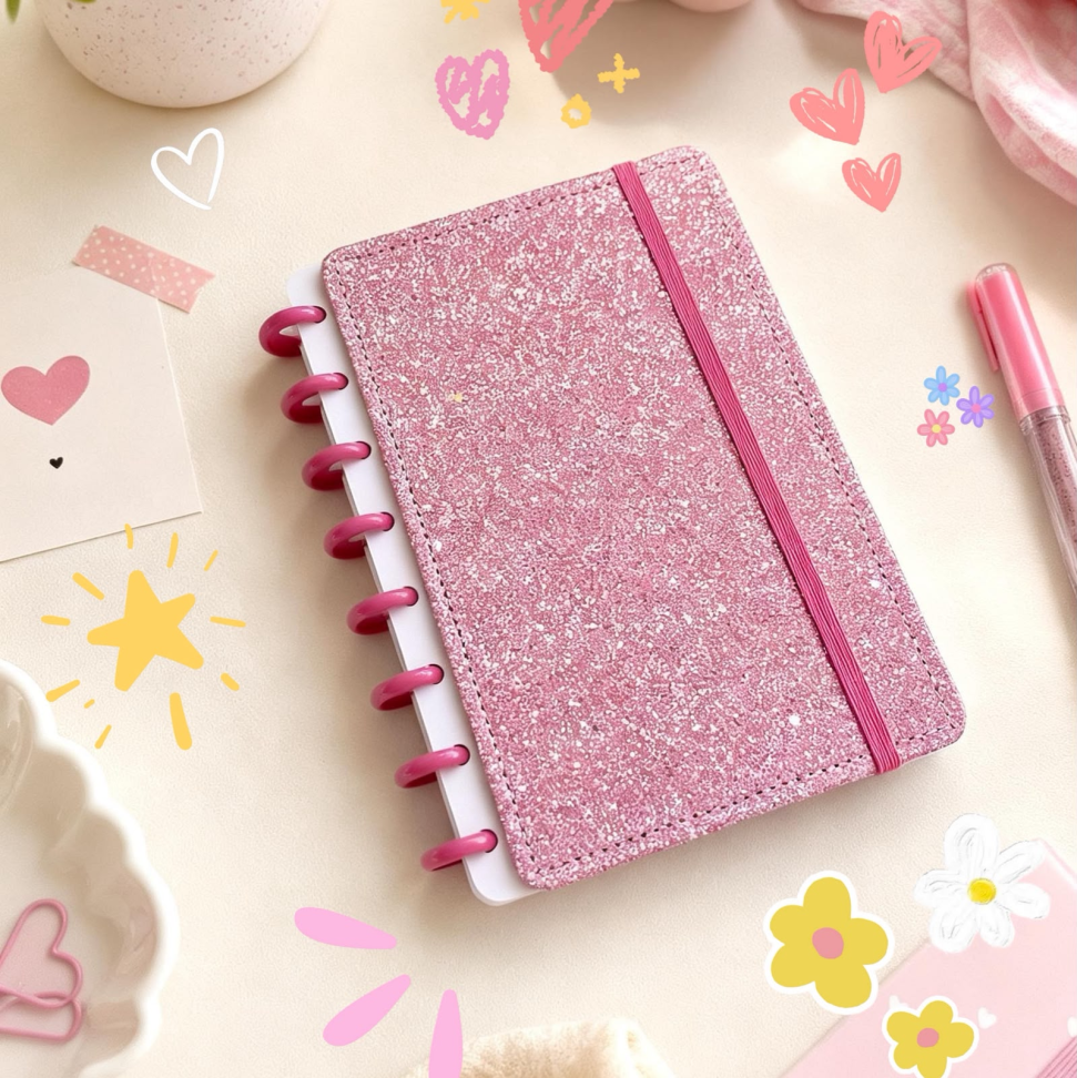 Caderno de Disco Glitter B5