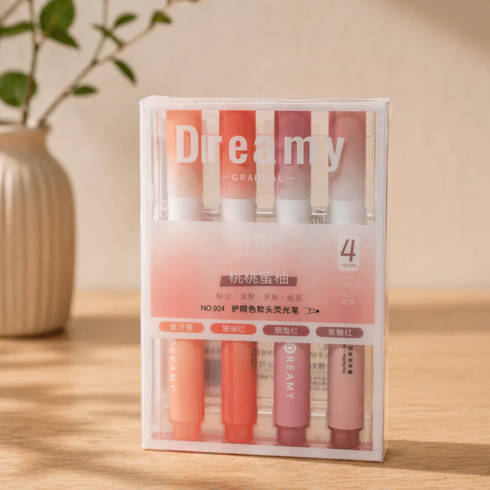 Marca Texto Degradê Dreamy Laranja 4 Cores
