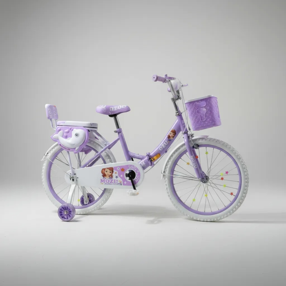 Bicicleta Aro 20 Dobrável Mozu Meninas Com Cesta E Garupa Lilás - #2