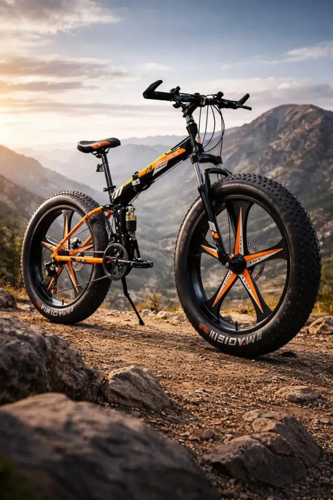 Bicicleta Dobrável Fat Monster 21 Marcha Aro 26 Pneu 4.0 Laranja - #2