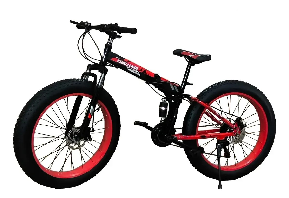 Bicicleta Fat Dobrável Aro 26 Freio A Disco 21 Velocidades Vermelha