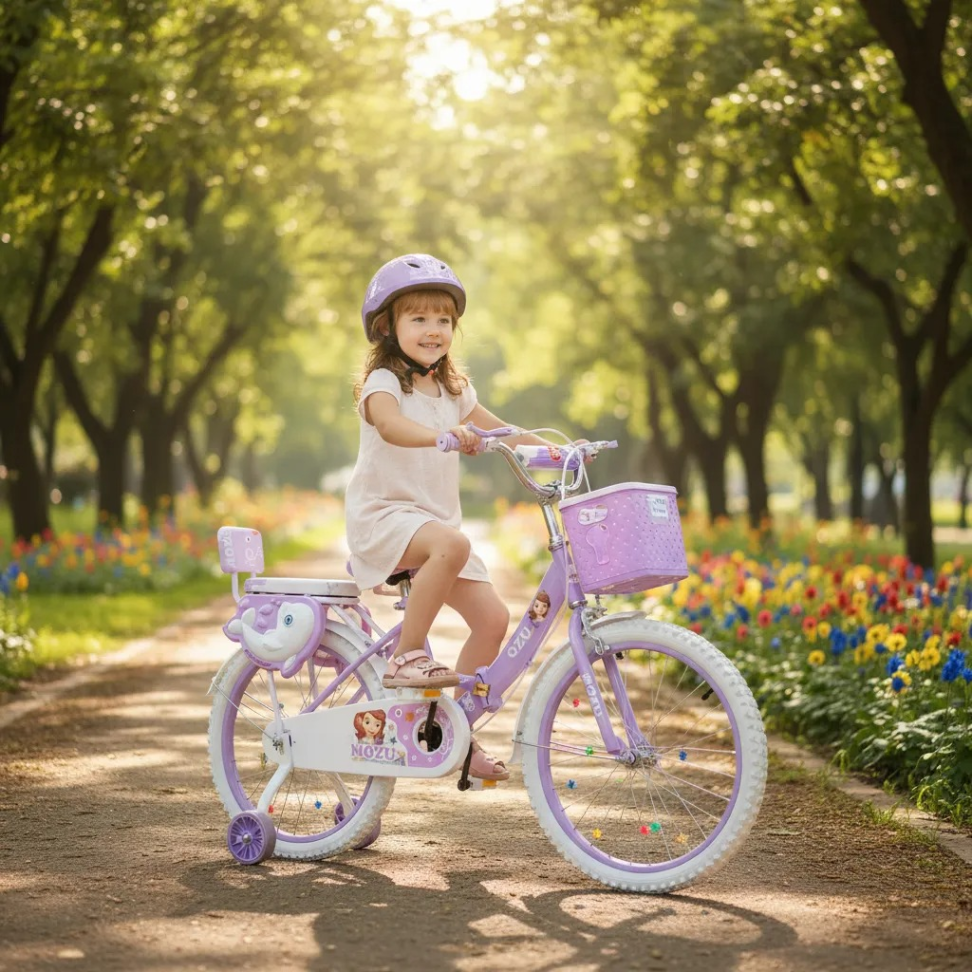Bicicleta Aro 20 Dobrável Mozu Meninas Com Cesta E Garupa Lilás - #4