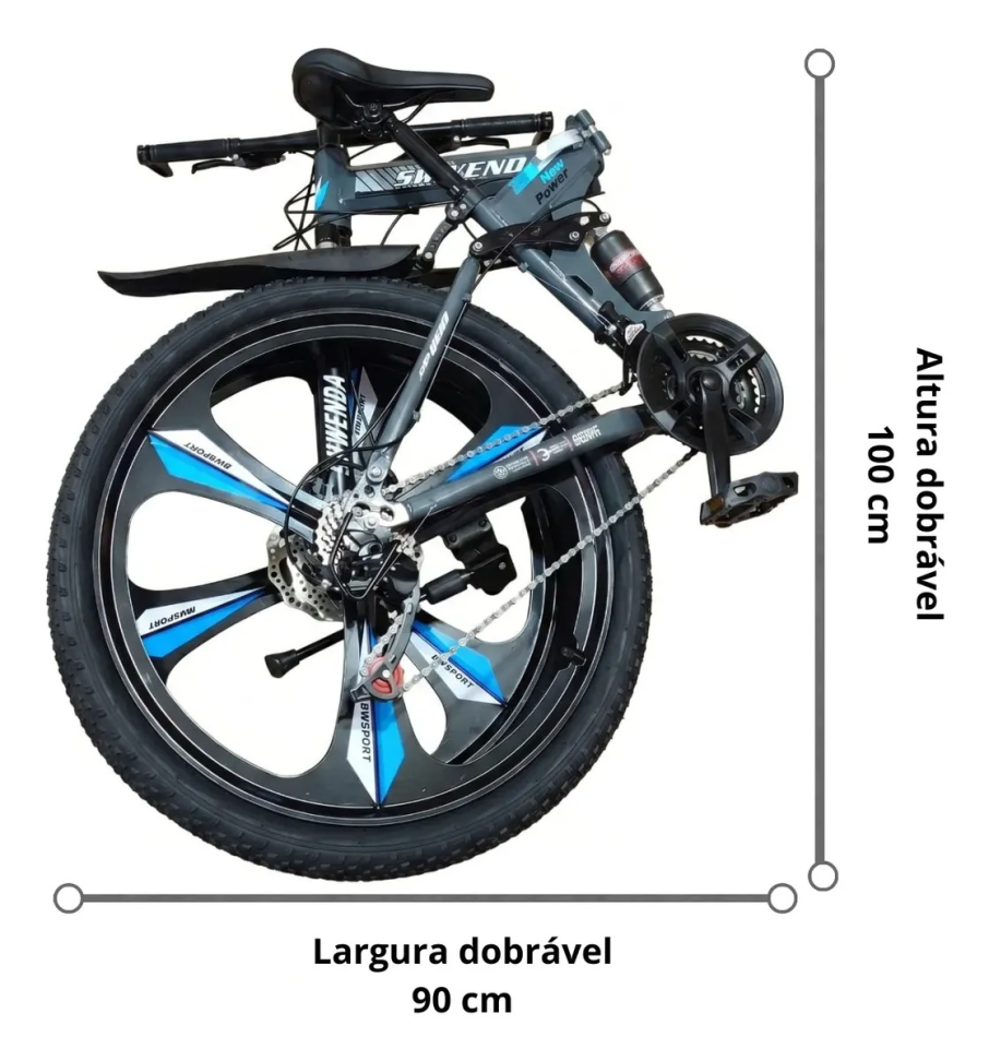 Bicicleta Dobrável Aro 26 Transformers Cinza - #5