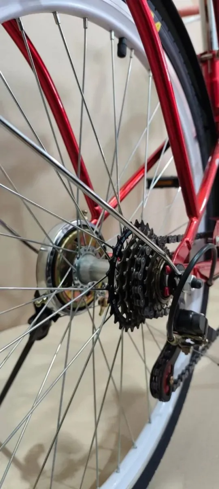 Bicicleta Retrô 7 Velocidades Aro 24 Vermelha Vintage - #6