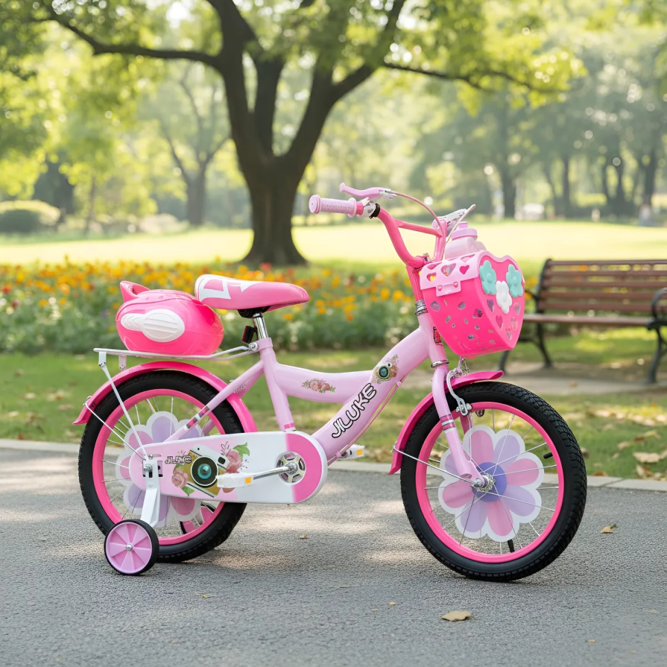 Bicicleta Jiluke Princesas Aro 16 Infantil Meninas Rosa Claro com Pink - #6