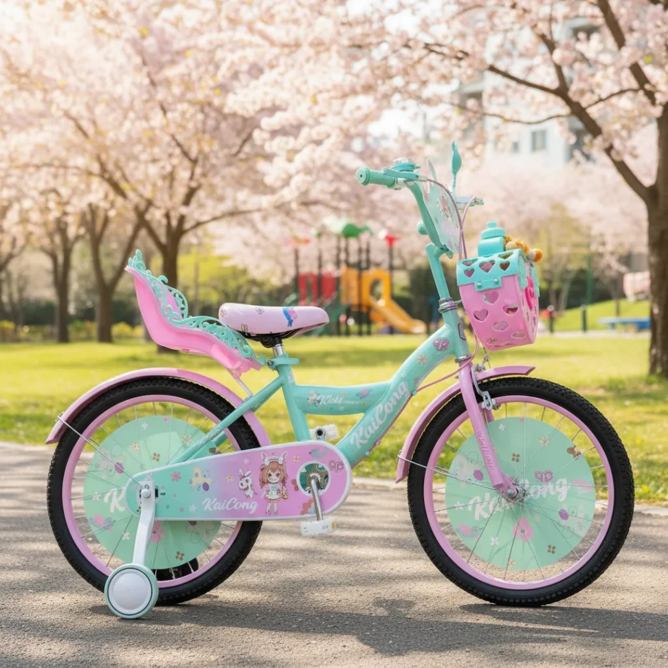 Bicicleta Infantil Aro 20 Garupa P/ Boneca E Cesta Meninas Rosa com Verde - #2